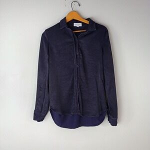 Bella Dahl Button Down Top‎ Navy Blue Cupro Rayon Blend Size Small Heavy
